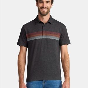 George Men's Dark Gray Polo with Striped Accent
